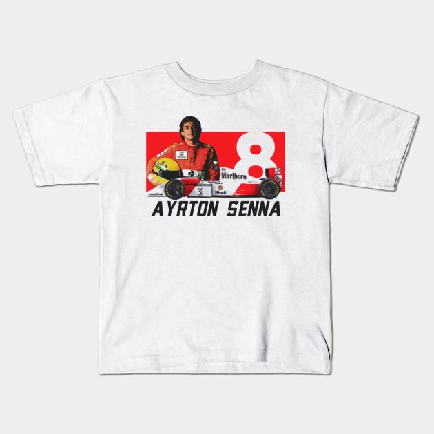 Ayrton Senna 8 Kids T-Shirt by lavonneroberson